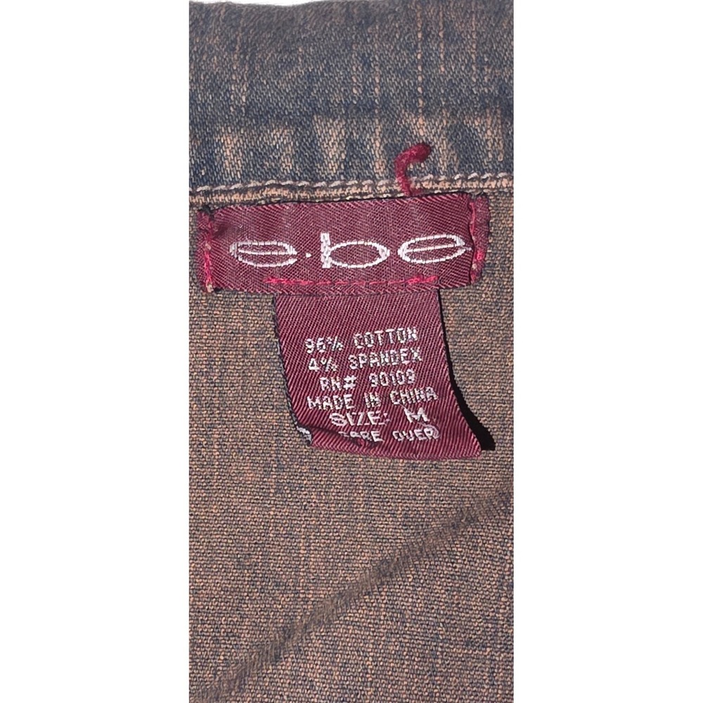 Vtg Bebe Y2K Denim Jumpsuit M Flare Leg Stretch Catsuit McBling Baddie Moto - Picture 9 of 12